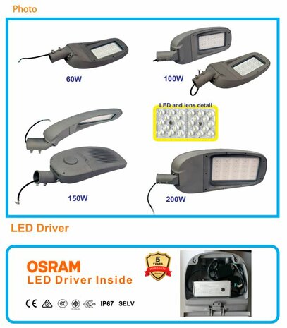 LED straatlamp LitePro 150W 3000k/Warmwit 120lm/w – OSRAM Driver