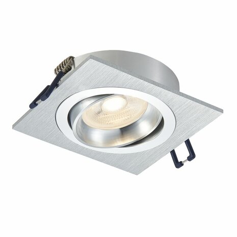 LED Spot Armatuur PASIPHAE kantelbaar Zilver IP22 Aluminium - incl. GU10 fitting – vierkant