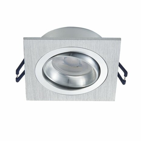 LED Spot Armatuur PASIPHAE kantelbaar Zilver IP22 Aluminium - incl. GU10 fitting – vierkant