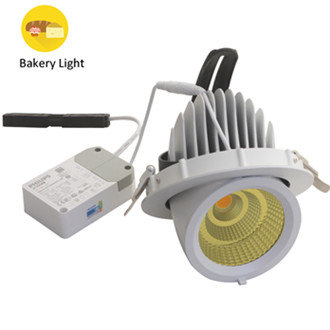 Éclairage LED pour aliments frais Pâtisserie Gimbal downlight or 35w 2500k - blanc