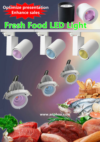 Éclairage LED pour aliments frais Seafood Gimbal downlight bleu 35w 6500k - blanc