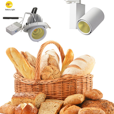 Frische Lebensmittel LED Beleuchtung Bäckerei Railspot Gold 35 W 2500 K - Weiß - PHILIPS-Treiber