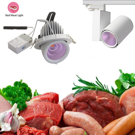 Fresh food LED verlichting Meat Gimbal downlight roze 35w 3200k - wit