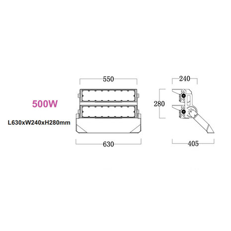 Stadium LED Schijnwerper Sharplux 500w 5000k/koelwit – Philips driver – IP66