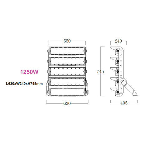 Stadium LED Floodlight Sharplux 1250 W 5000 K/kaltweiß - Philips-Treiber - IP66