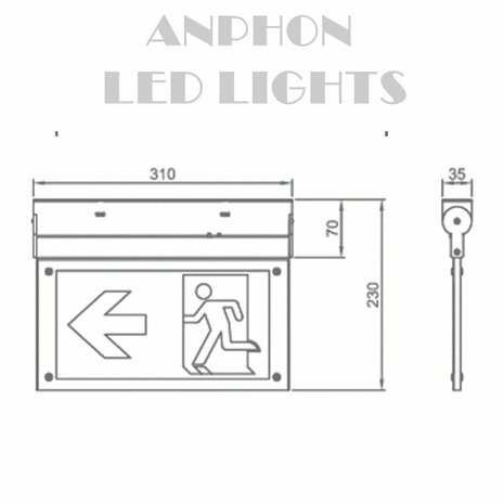 Éclairage de secours LED orientable AT-autotest 2W en saillie