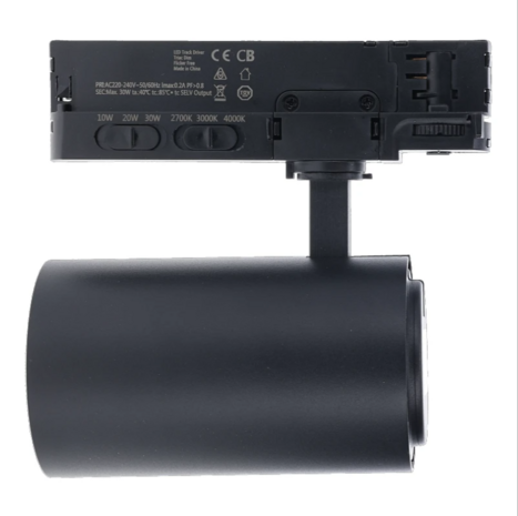 3-FASE LED RAILSPOT ROSALIN 10W-20W-30W  CCT-SWITCH  DIMBAAR  ZWART