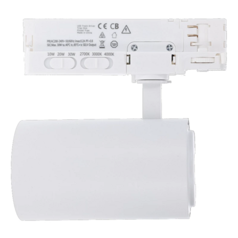 3-FASE LED RAILSPOT ROSALIN 10W-20W-30W  CCT-SWITCH  DIMBAAR WIT