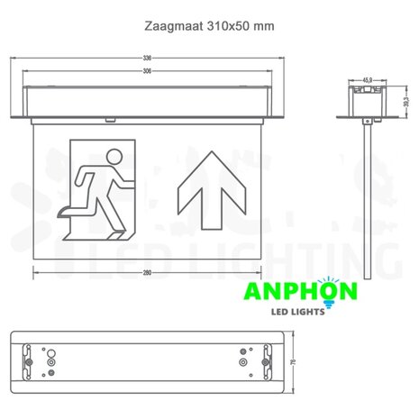LED Noodverlichting Recessed 2w *inbouw