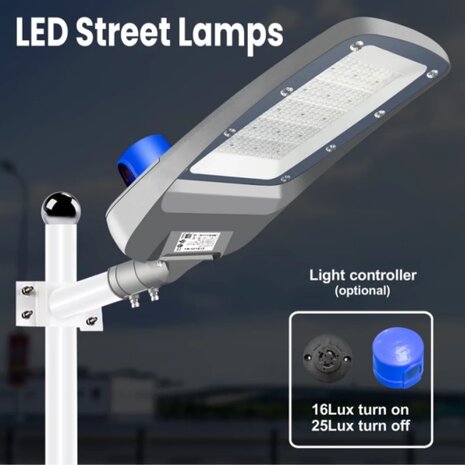 LED Straatlamp ProfLumi - Photocell Sensor - 60 Watt - 3000K - IP66 - IK10 - OSRAM Driver
