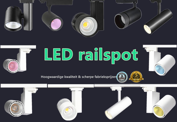 BASIC 3 PHASE LED RAIL SPOT 60w Corps Noir 3000k / Blanc Chaud