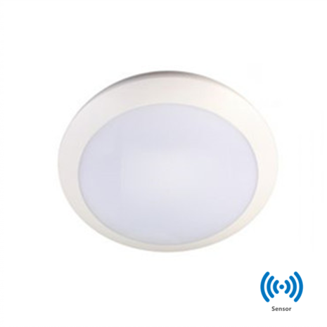 LED ceiling light 16W Ø300mm IP66 IK10 with sensor and emergency unit 3000k warm white * Dimmable sensor
