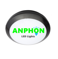 Led plafonnière premium14W Ø300mm dimbaar Sensor white switch IP66 IK10 zwarte behuizing